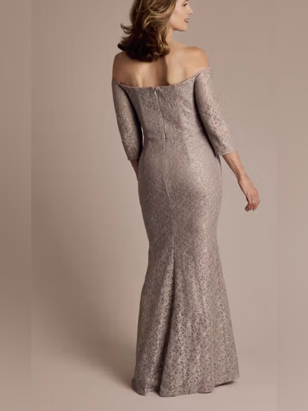 OLEG CASSINI Off-the-Shoulder Three-Quarter Sleeve Lace Sheath NWT - Picture 2 of 16